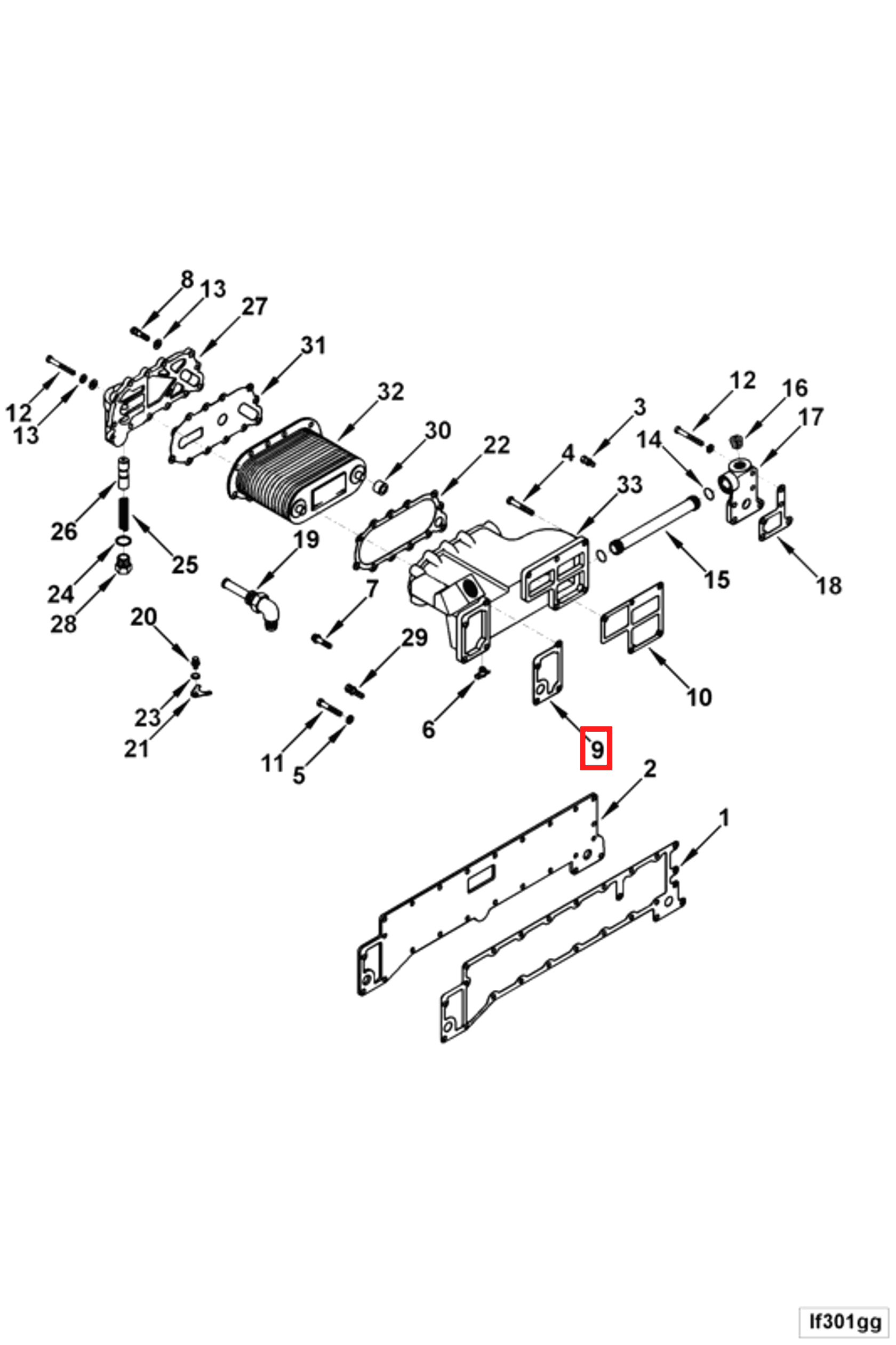 Gasket | Cummins 3013776 | Lubricating Oil Cooler Housing Gasket