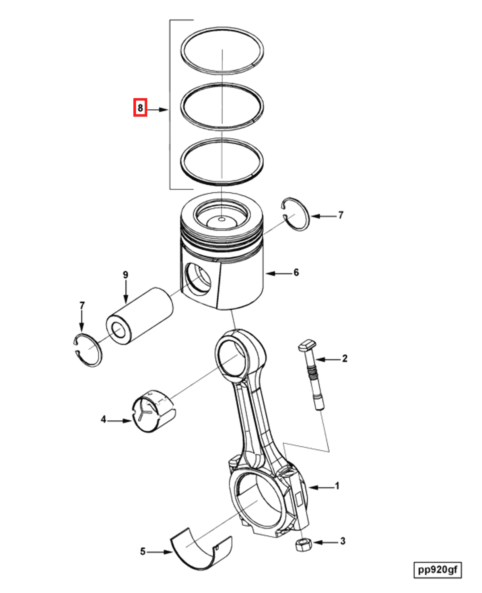 Piston | Cummins 3802814 | Piston Ring Set