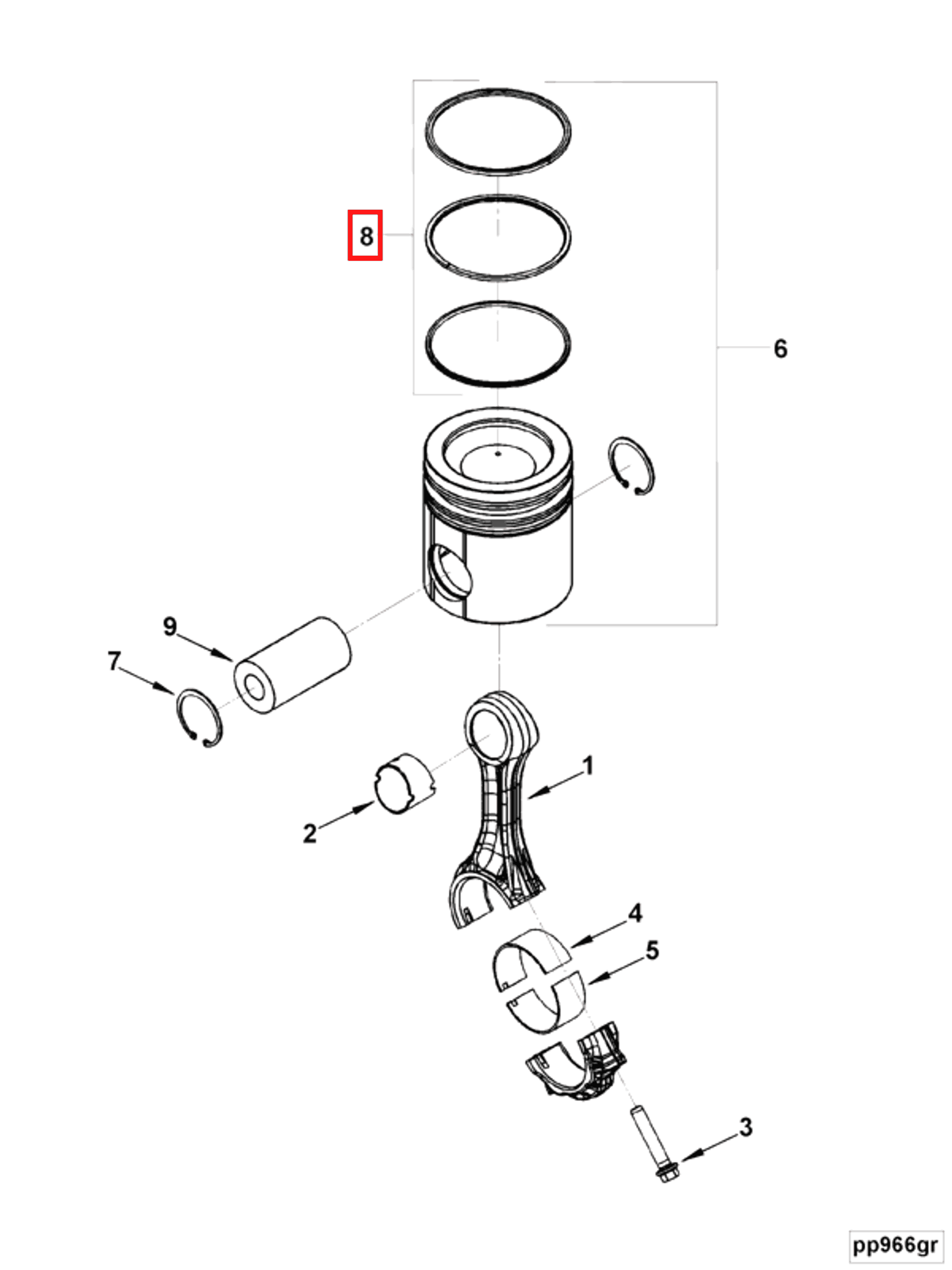 Piston | Cummins 3804930 | Piston Ring Set